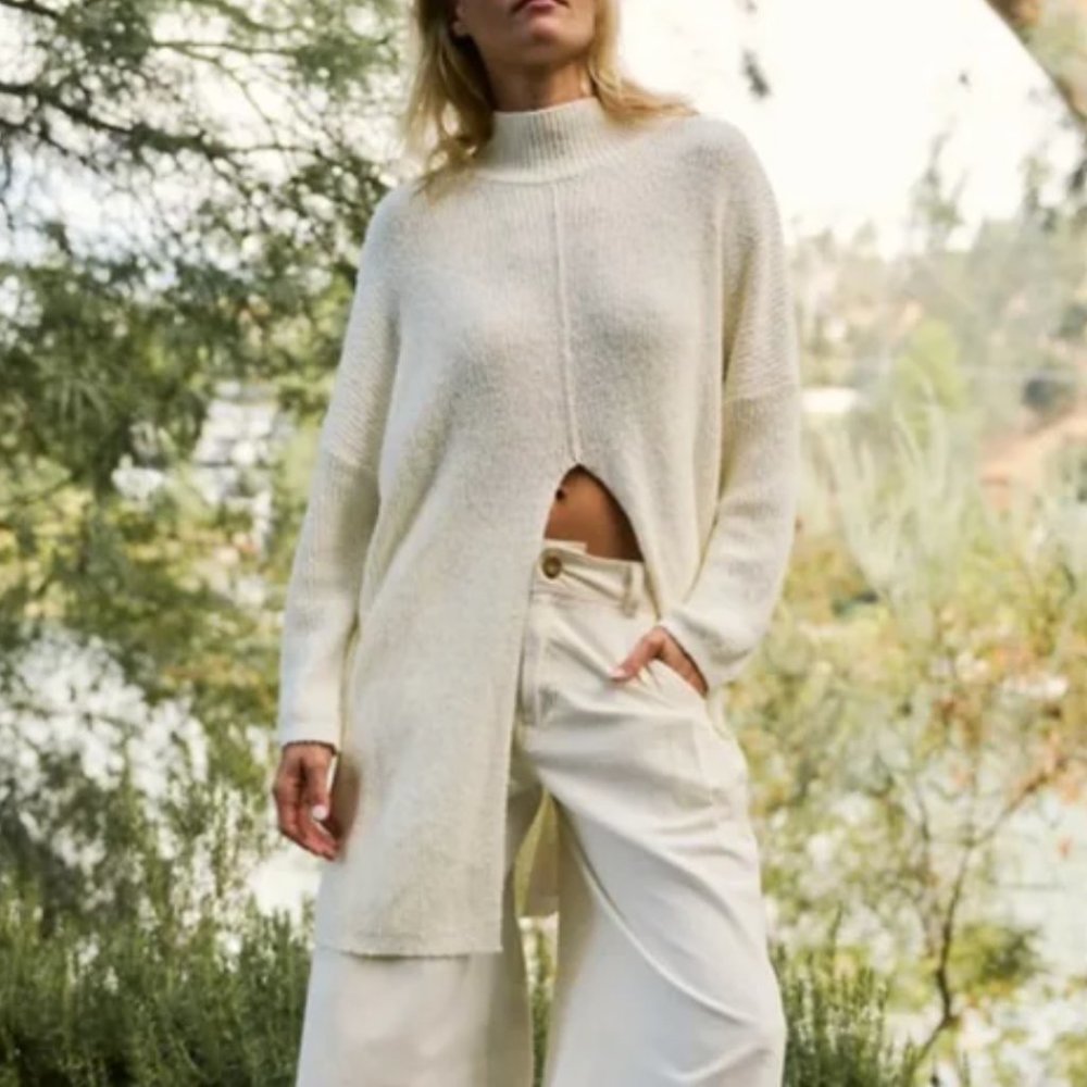 Free People Cream Turtleneck Sweater